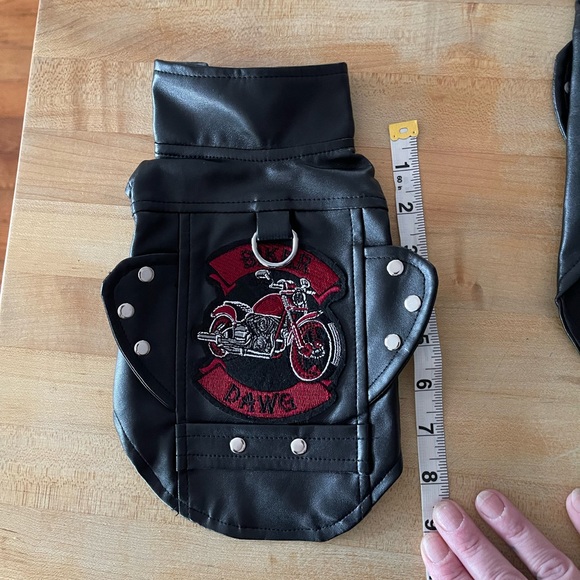 New Dog pleather biker vest with patch. - Picture 3 of 6